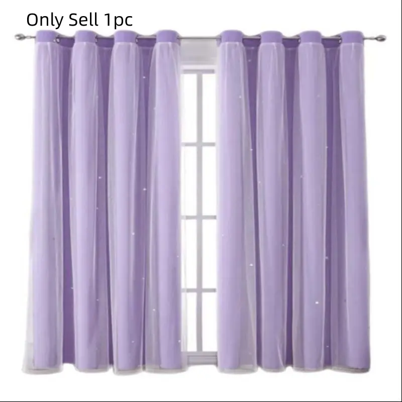 1 Count Romantic Blackout Curtains with Star Cutouts, Easy Installation Top Ring Design, Contemporary Style Drapes for Bedroom & Living Room, Room Decor Curtain, Home Decorative Curtain, Window Curtain