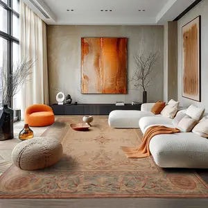 7'6''x9'6'' Hand Woven Wool Beige French Aubusson Needlepoint Traditional Rug