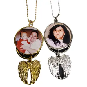 Custom Angel Wing photo Ornament Memorial for Car Rearview Mirror, car charm, Keychain, Holiday Decorations - Double-Sided Photo Ornament