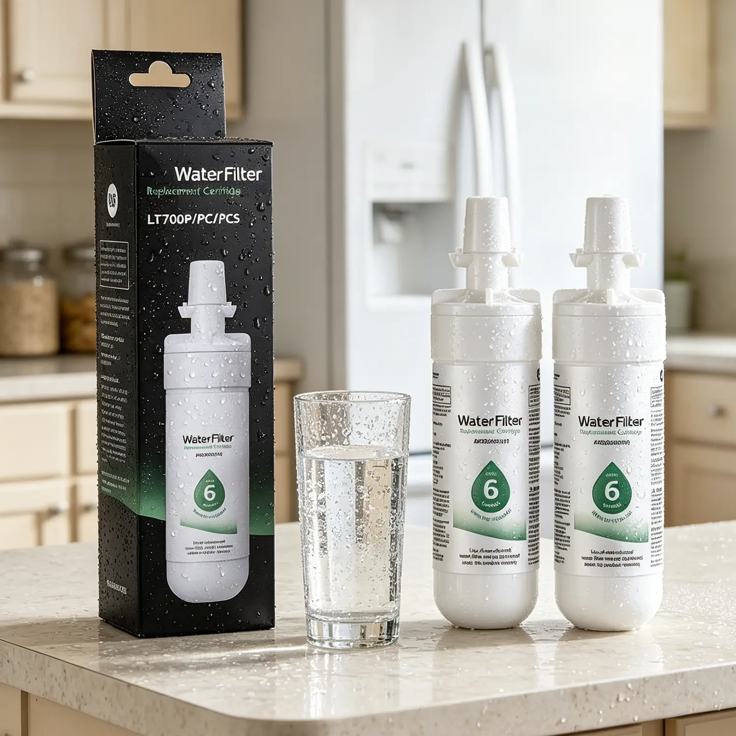 Refrigerator Water Filtration Cartridge 469690 LT700P (2-Pack, No Magnets) - Replaces LG Kenmore Elite 9690, ADQ36006102, ADQ36006101, LFXS30766S, LFX28968ST, LFX31925ST, LFX31945ST, RWF1052, LT120F (Replaces Models)