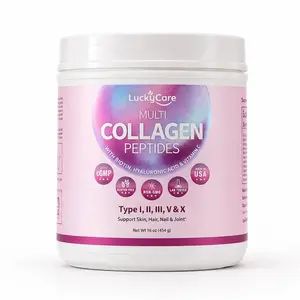 Multi Collagen Peptides Powder - Type I, II, III, V, X with VC, Hyaluronic Acid, Biotin, Unflavored Collagen Powder 45 Servings-edible
