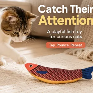 TikTok Viral Cat Toy Fish Shaped Catnip Pillow Interactive Catnip Toy for Bored Cats Keep Your Cat Entertained All Day