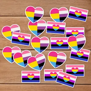 Stickers Pack 20 Pcs Genderfluid Skateboard Guitar Bumper Pansexual Aesthetic Bottle Vinyl Heart Waterproof Luggage Car Laptop Bike Colorful Water