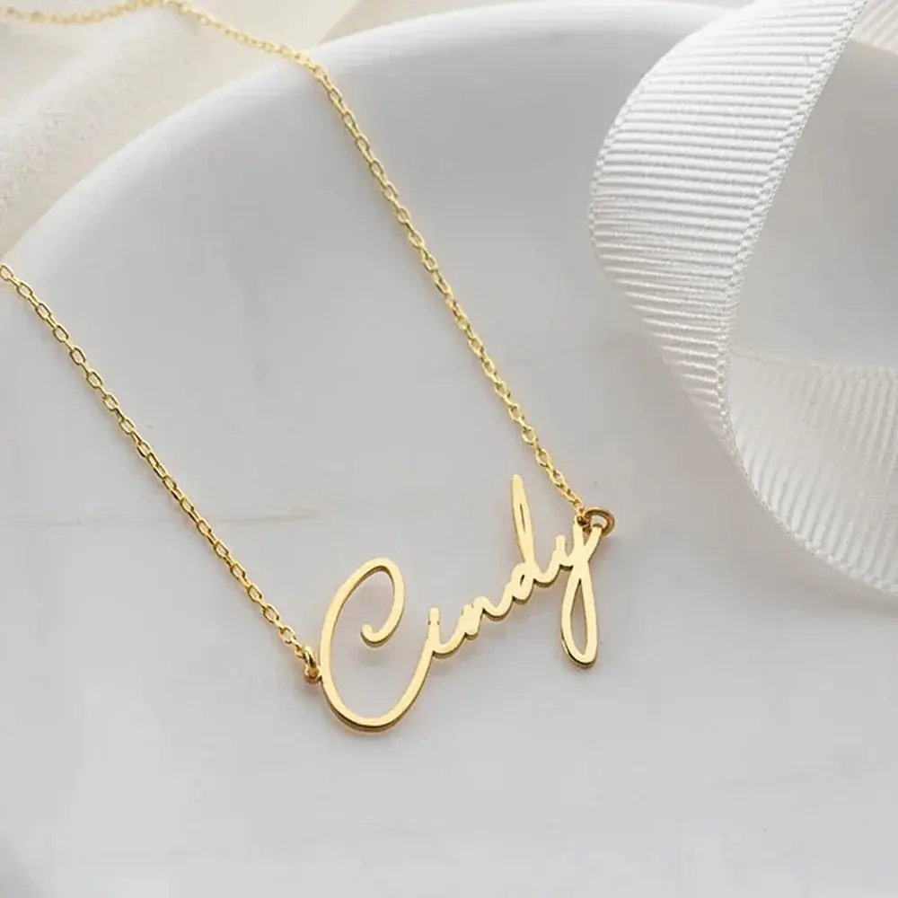 Personalized Name Pendant Necklace for Women Stainless Steel Gold Chain Customized Jewelry Choker Collar Name Personalizado