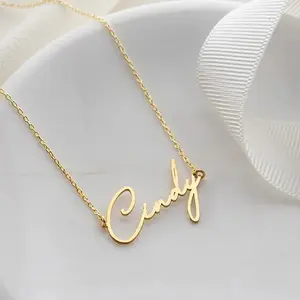 Personalized Name Pendant Necklace for Women Stainless Steel Gold Chain Customized Jewelry Choker Collar Name Personalizado