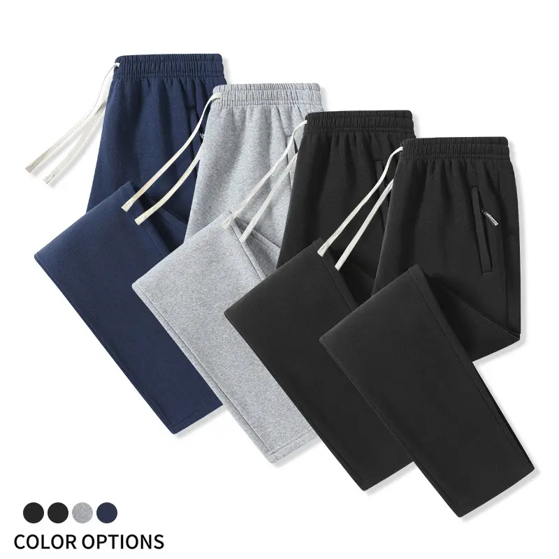 Men’s straight-leg athletic sweatpants made from soft terry fabric—an everyday casual wardrobe essential that never goes out of style, suitable for workouts and commuting; simple, basic urban casual long pants. men