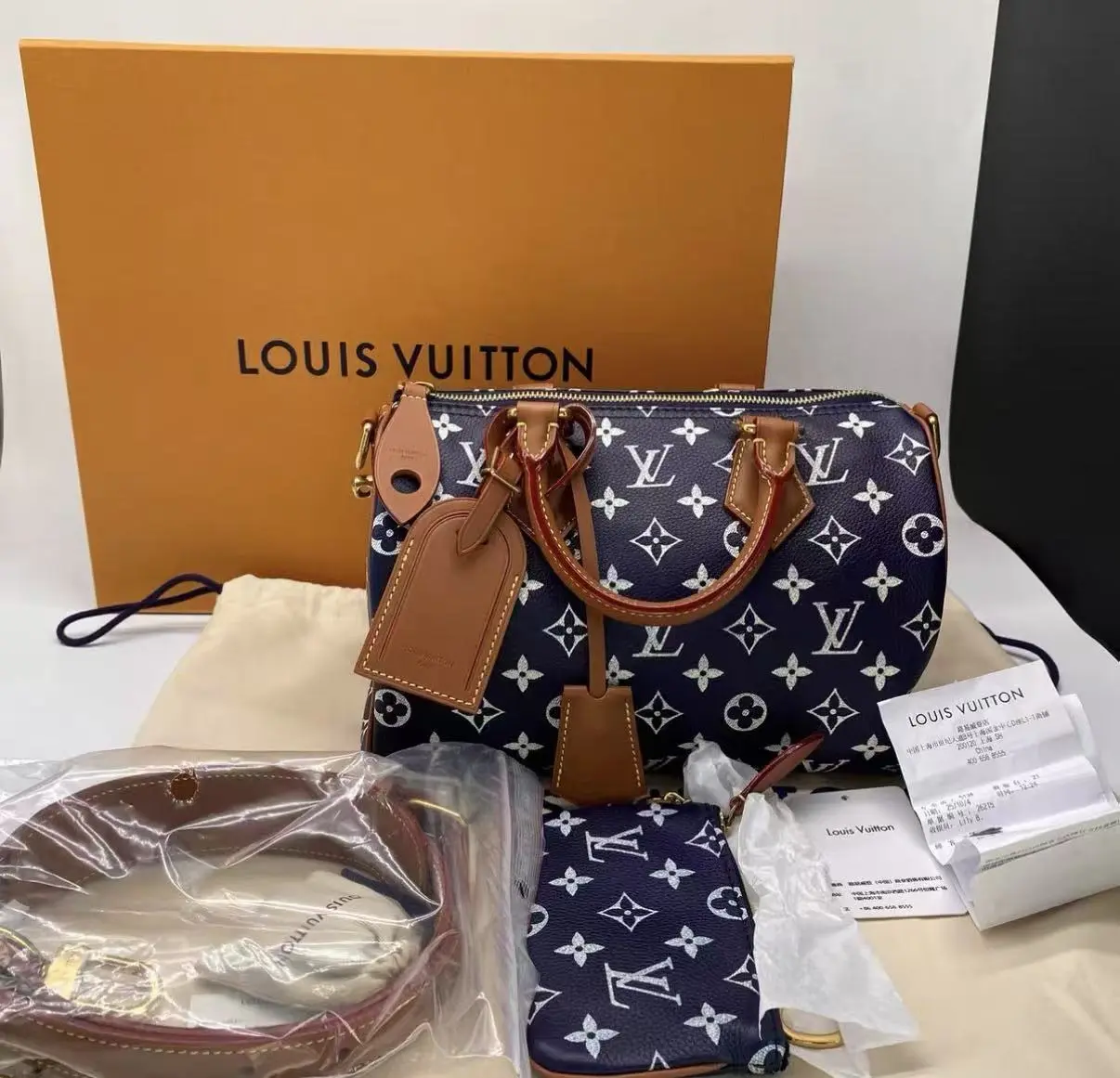Louis Vuitton ネイビー ショルダーバッグ Pre-owned Louis Vuitton leather Shoulder Bags Speedy P9