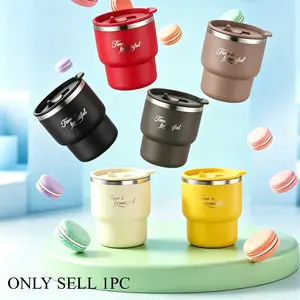 1pc New 304 stainless steel lidded mug, double-wall vacuum stainless steel office tea cup, shatterproof household water cup. Spill-proof insulated coffee mug, suitable for hot and cold drinks, perfect for office, reading and outdoor camping