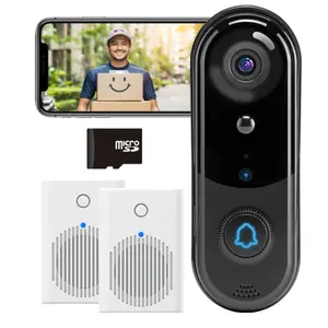 HD Visible Doorbell Camera with 2 Indoor Wireless Chimes, SD Card Local Storage, Human Detection, Ip65 Outdoor, Two-Way Voice Support