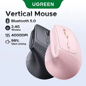 UGREEN Vertical Mouse Bluetooth 5.0 & 2.4G Wireless Ergonomic Mouse with 5 Buttons, 4000 DPI, Balck & Pink Ergonomic Mouse Compatible with PC/Laptop，Only 2.4G Model(Bluetooth not supported),TikTokShopSpringGlowUp,Greenish