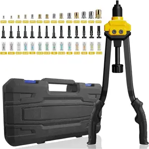 Rivet Nut Tool Rivet Nut Kit, 16" Rivnut Tool Kit with 14 Metric & SAE Mandrels Rivet Nut Assortment Kit with 140 Rivet Nuts, Hand Riveters Nutsert Tool Kit with Durable Blow Molded Case