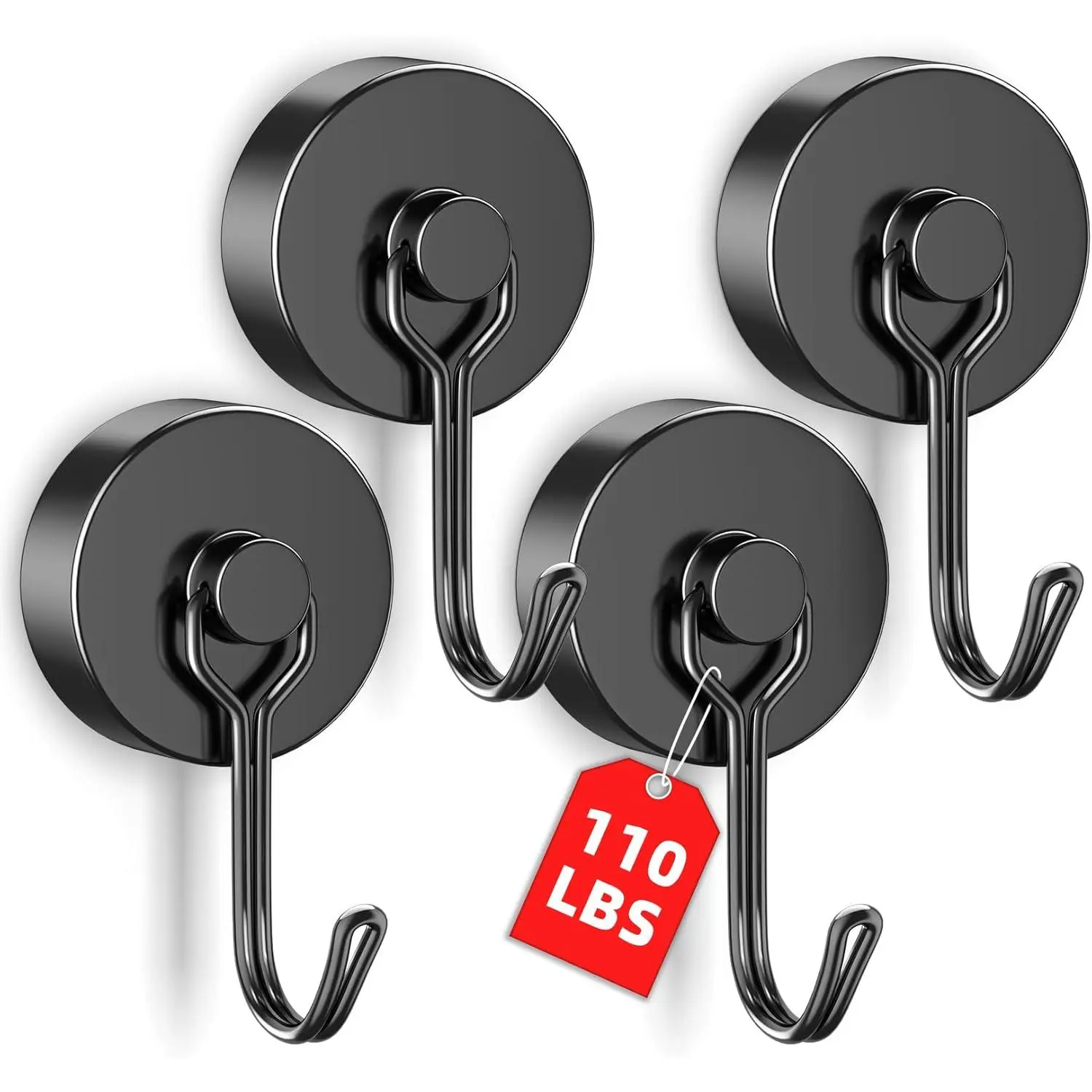 4 Pack 110LBS Strong Magnetic Hooks Heavy Duty, 2025 Cruise Cabin Ship Essentials, Neodymium Magnet Hooks for Hanging, Magnets with Hooks, Swivel Magnetic Hooks for Fridge Classroom Garage