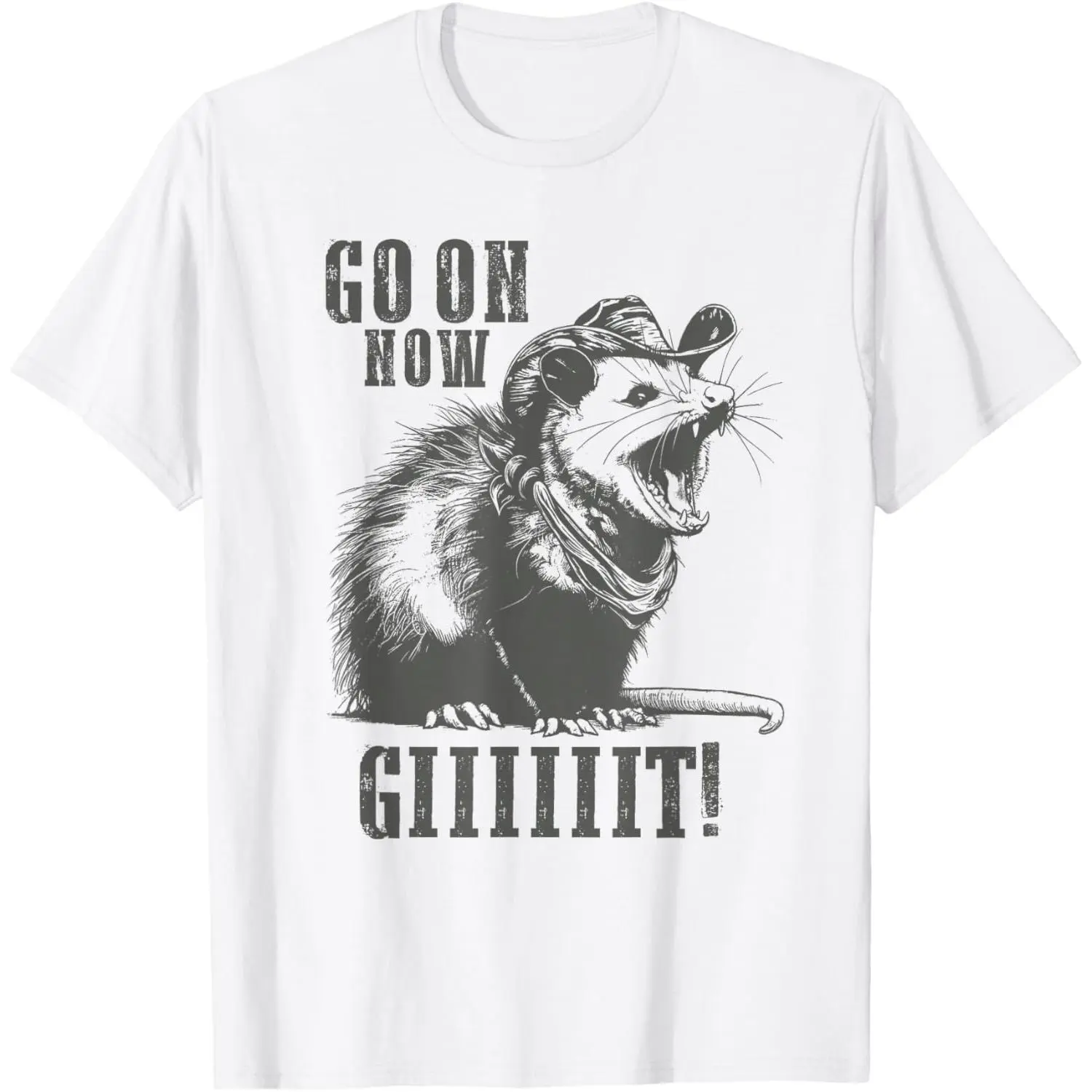 Vintage Cowboy Opossum Shirt - Go On Now Git Western Opossum T-Shirt