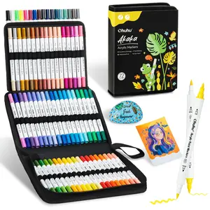 Ohuhu Acrylic Paint Markers: Brush & Fine Dual Tips - 72 Colors - High Opacity - Waterproof & Lightfast - Multi-Surface for Rock Painting, 3D Prints, Egg Decorating, Wood, Glass, Ceramic - Gift for DIY Craft Enthusiasts - Akaka Series of Ohuhuart