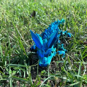 Baby Crystal Dragon, Multi-Color Blue and Green, 11 Inches, 3D Printed, US Made onyxdragon