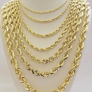 14kt Gold Plated Rope Chain Non Tarnish 2mm-10mm Widths 18"-30" Lengths Classic Twisted Pattern Elegant Versatile Timeless Jewelry