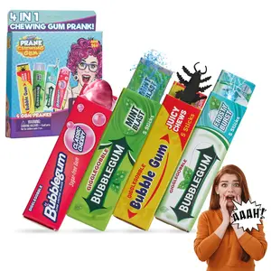 4-in-1 Prank Chewing Gum Set – Shocking, Water Squirt, Cockroach Snapping, Fake Chewed Gum, Gag Gifts for Kids Adults, Work Pranks, April Fools, Practical Joke Toys Kit