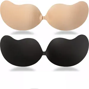 Sticky Bra Strapless Adhesive Invisible Push Up Lift Bras for Women Backless Dress 2 Pair Reusable with Nipple Covers