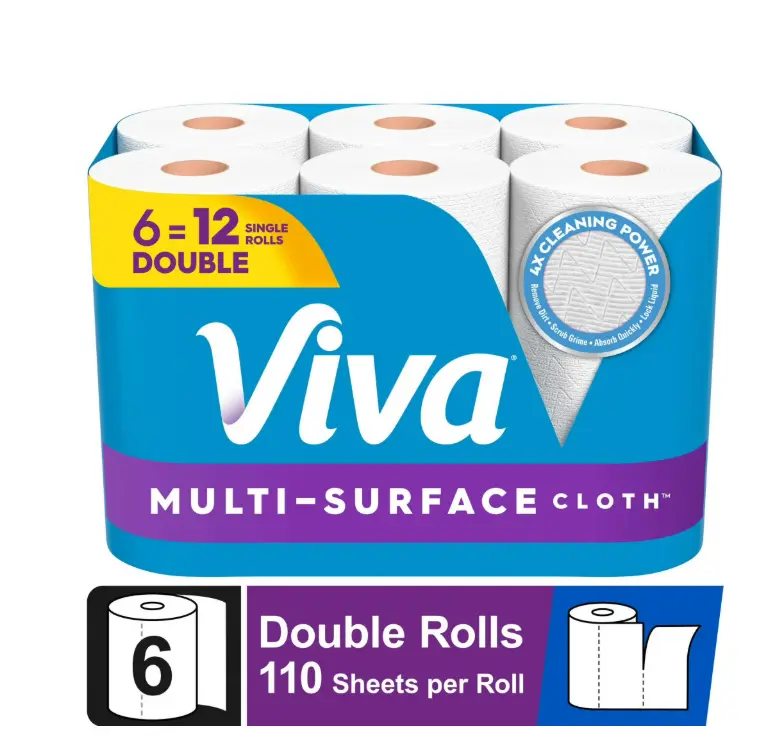 Multi-Surface Kitchen Wipes, 6 Double Rolls, 110 Sheets per Roll