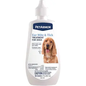 PetArmor Ear Mite & Tick Treatment for Dogs 3oz - Kills Ticks Ear Mites Soothes Itchiness with Aloe