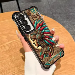 Mysterious Maya style totem personalized phone case suitable for SAMSUNG Galaxy S25 S24 S23 S22 Ultra FE Plus electroplated all inclusive anti fall phone case 016 Protector Screen Protector Protection Protective Cover Cellphone Casing Smartphone