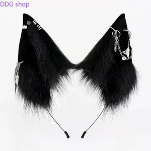 Original Design Realistic Wolf Ears Headband, Handmade Multi-Color Furry Animal Ears Hair Accessories, Cosplay Costume Headwear Props Perfect for Anime Conventions,  Halloween & Themed Cosplay Parties,summervibes