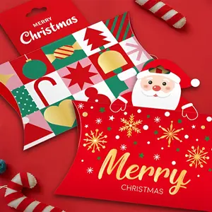 Creative Christmas Packaging Paper Boxes, Small Snack Candy Boxes, Empty Box, Pillow Box, Gift Bags, 10pcs Set