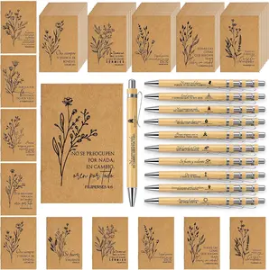40 Sets Christian  Bulk For Woman Spanish  Verse Mini Pocket  Notebooks and   Pens Religious Regalos Cristianos Para Mujer En Espanol for Men Church