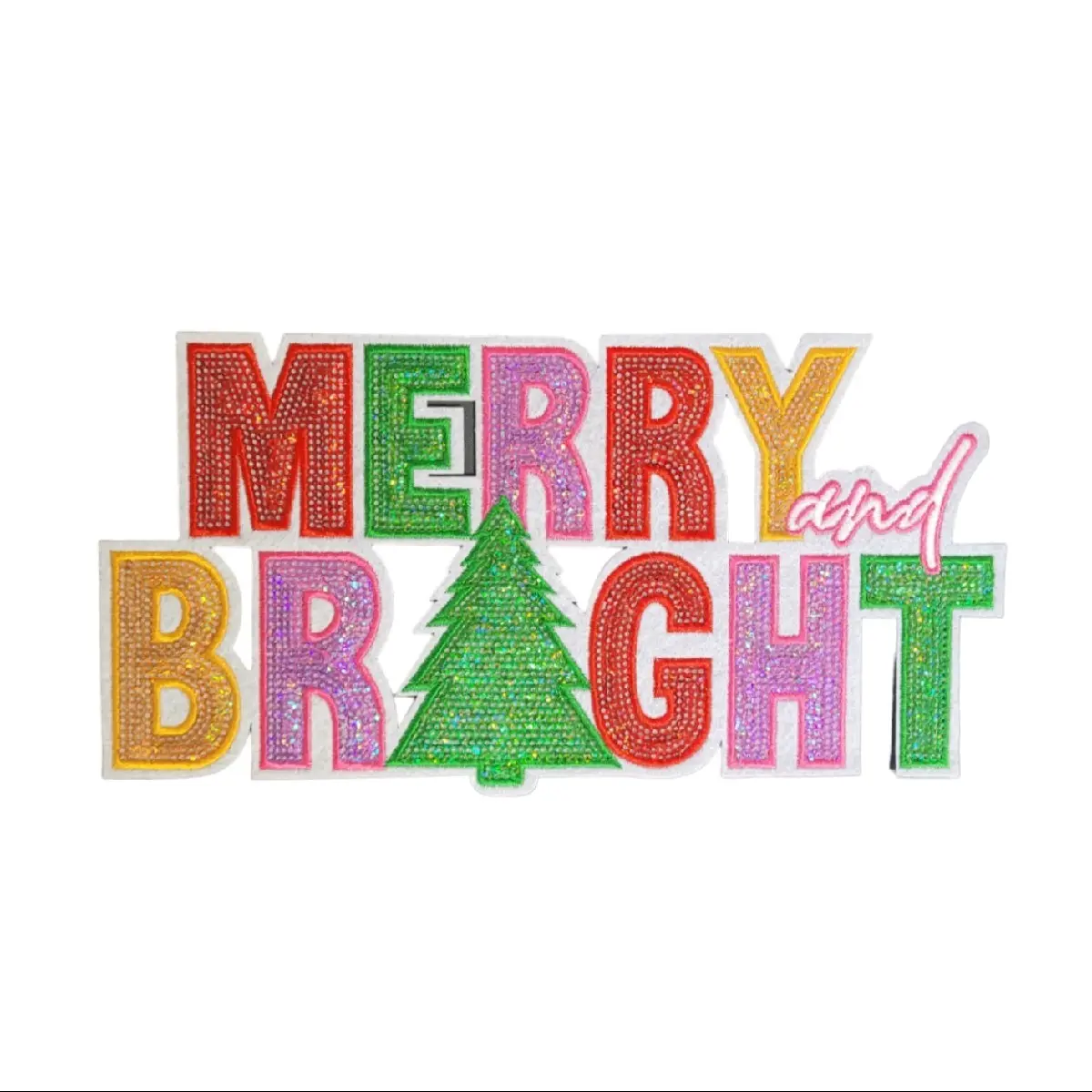 Merry and Bright Sequin chenille patch