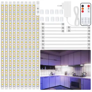 LAFULIT 10 PCS Under Cabinet Lights Kit, Stick on Lights, Flexible Led Strip Lights with Remote and Power Adapter,for Kitchen Cabinets Shelf Desk Counter Corner, 6000K Daylight White, 16.4ft