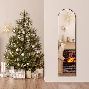 EDX Arched Full Length Mirror 59"x16" ,64" x 21" Full Body Mirror Rectangle Free Standing Wall Mounted Leaning Hanging Floor Mirrors, Black