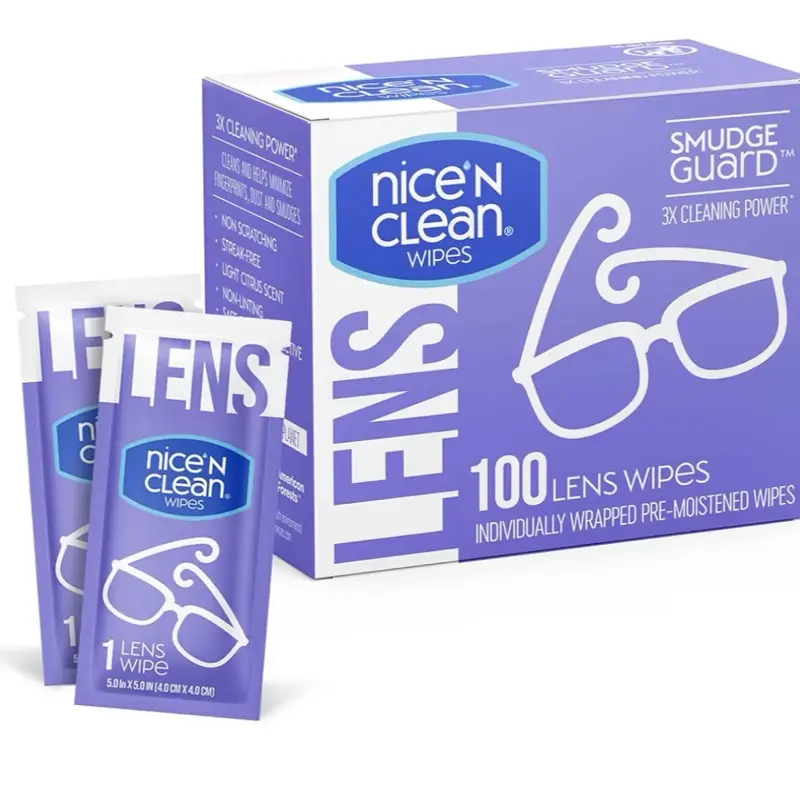 SmudgeGuard Lens Cleaning Wipes (100 Total Wipes) | Pre-Moistened Individually Wrapped Wipes | Non-Scratching & Non-Streaking | Safe for Eyeglasses, Goggles, & Camera Lens