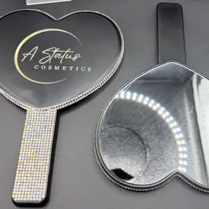 The "Status" Crystal Heart Hand Mirror – Black Edition