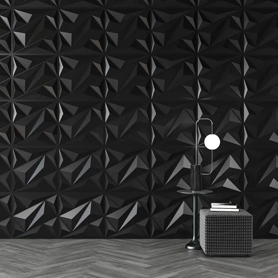 Aadesh 3D Wall Panel (Includes Roll of Mounting Tape), Interior Wall Decor, Geometric Texture Pattern for Living Room, Lobby, Bedroom, Hotel, Office, Game Room, TV Backdrop, 11.8 x 11.8 inches (Approx. 30 x 30 cm), White/Black/Pink/Gray