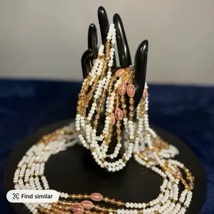 Auntie Ama's Ivory Covenant Crystal Waist Beads - Elegant One Strand Beaded Accessory for Stylish Wear