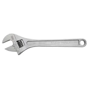 Klein Tools 507-12 Adjustable Wrench, Extra Capacity Jaw Forged Drive Wrench with High Polish Chrome Finish, 12-Inch