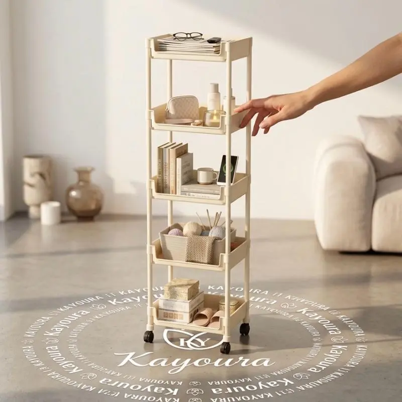 Kayoura Multi-Layer Plastic Rolling Storage Cart with Wheels - Slim Width Kitchen Storage Organizer with Adjustable Dividers for Bathroom, Bedroom Home Supplies Utility Trolley, Household Users