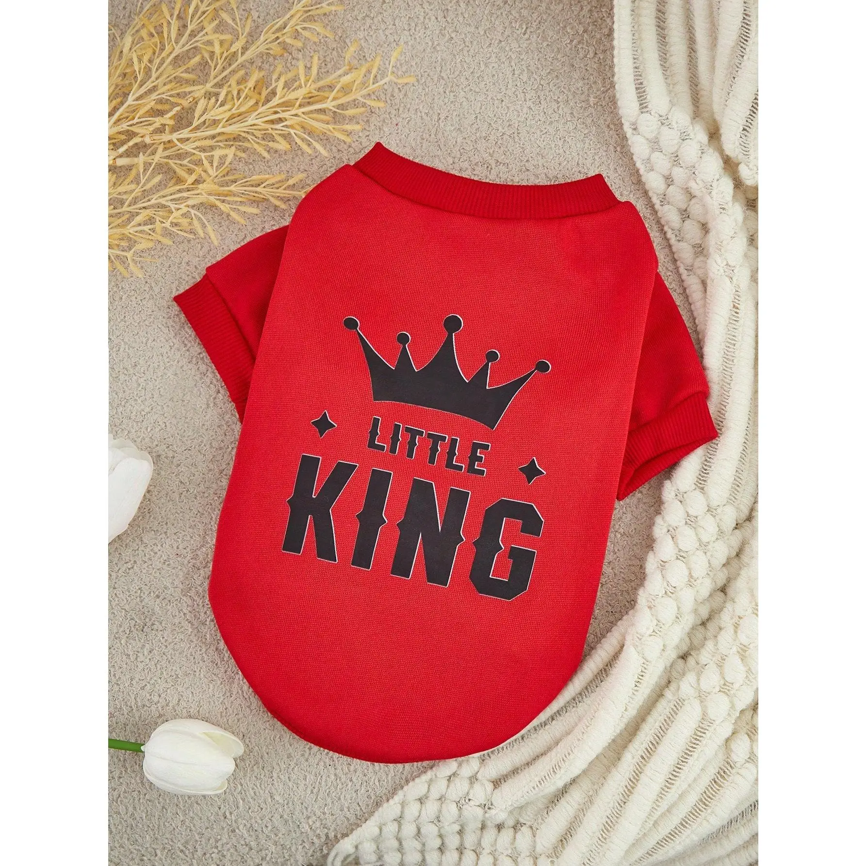 Debiesn Girlcore Large Red Crown & Letter King Printed Sweatshirt