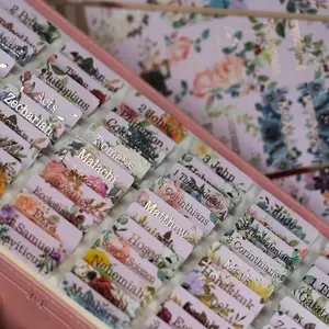 -Laminated  Tabs for Women and Men ( Foil Embossed Lettering)  Large Print tabs, Easy to Read and Apply, 80  Chapters Labels for Easy Navigation( and Floral)