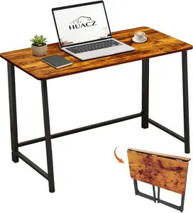 31.5" Folding Desk for Small Spaces, Foldable Computer Table for Home Office, Study,Bedroom,Dorm,Craft, Space Saving,Small Writing Work Office Compact Computer Desk,Easy Assembly,Rustic Brown