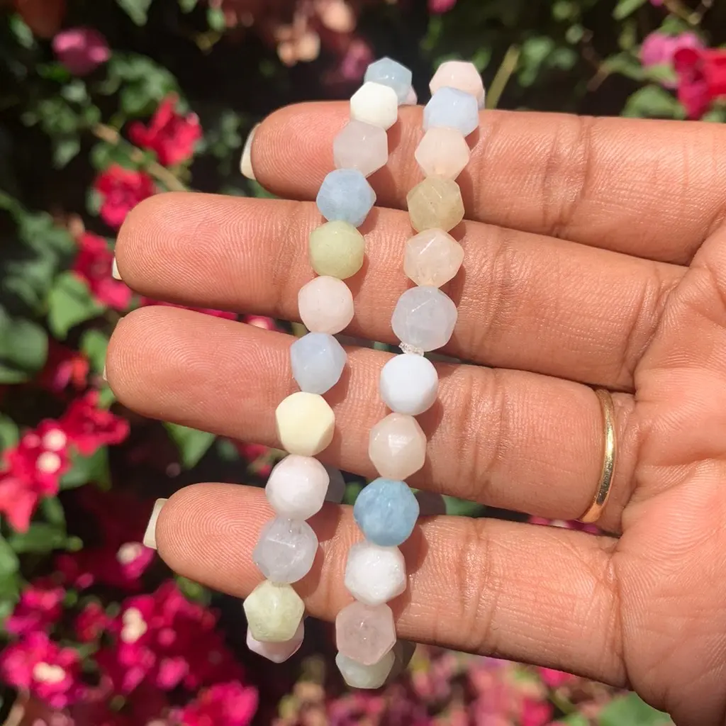 Morganite Faceted Bracelets 8mm Daily Anniversary Wedding Engagement Birthday