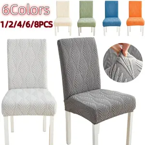 1/2/4/6/8 Pieces Jacquard Dining Chair Covers, One Size Fits All, Removable and Washable, Suitable for Restaurants, Parties and Home Decoration, Suitable for Kitchen and Hotel Use