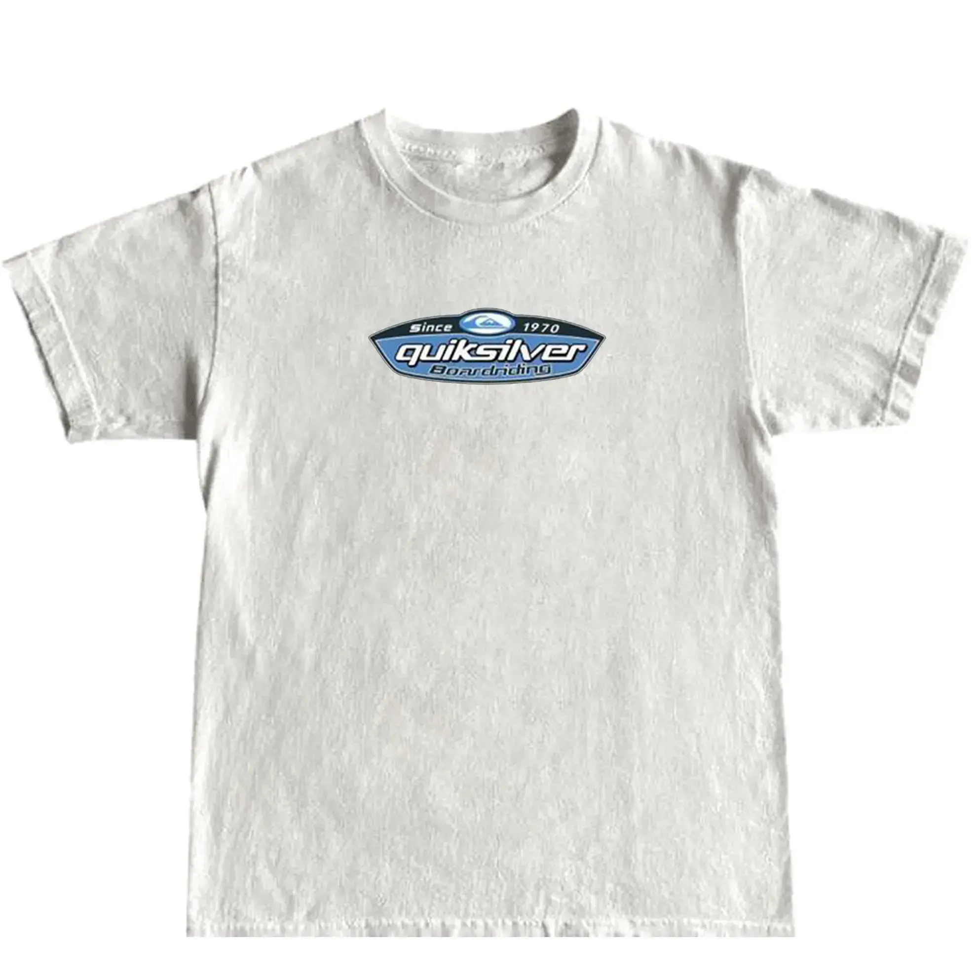 Vintage Graphic T-Shirt, Unisex 90s Streetwear Style Crew Neck Top with Short Sleeves for Skateboarding and Surfing, Round Neck, Logo Print