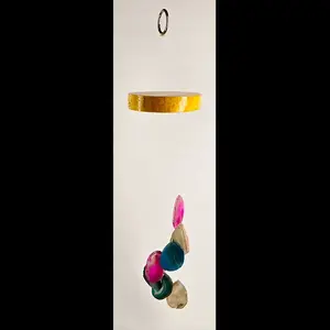 Agate Wind Chime With Stained Wood – Multicolored Agate Slices | Natural Crystal and Handcrafted Solid Wood Design | Made in USA by Southwest Crystals
