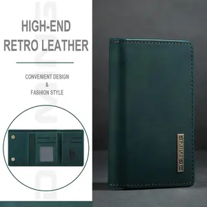 Three-fold men's wallet, large-capacity retro multi-card wallet, multi-functional magnetic wallet clutch