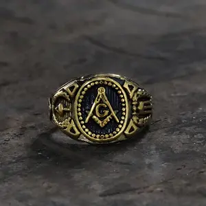 GTHIC Freemasonry Symbol Stainless Steel Ring for Men Daily Wear Fashion Accessory