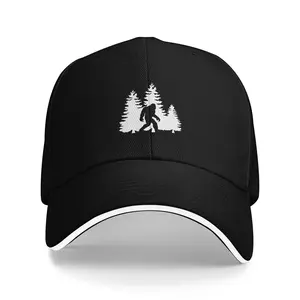 Bigfoot In The Woods Black Baseball Cap| Sasquatch-Themed Hat for Hikers, Campers & Outdoor Enthusiasts