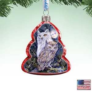 Designocracy 7783902-JB 3 x 2 in. Night Watch Owls Mercury Glass Ornaments