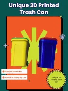 Unique 3D Printed Trash Can - Contemporary Aesthetic Practical Everyday Use Modern Waste Disposal Solution