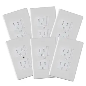 6-Pack  Self-Closing Outlet Covers (For Center Screw Outlets Only) - Measures 3"Wide x 4.75"High-An Alternative To Wall Socket Plugs for  Proofing Outlets, (1-Screw), (White)